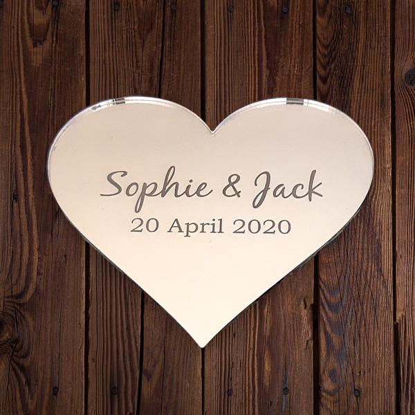 Heart Personalised Engraved with Your Words Coasters / Wedding Party Place Settings, Many colours