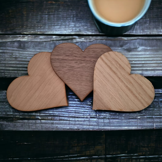 Heart Wooden Finish Coasters