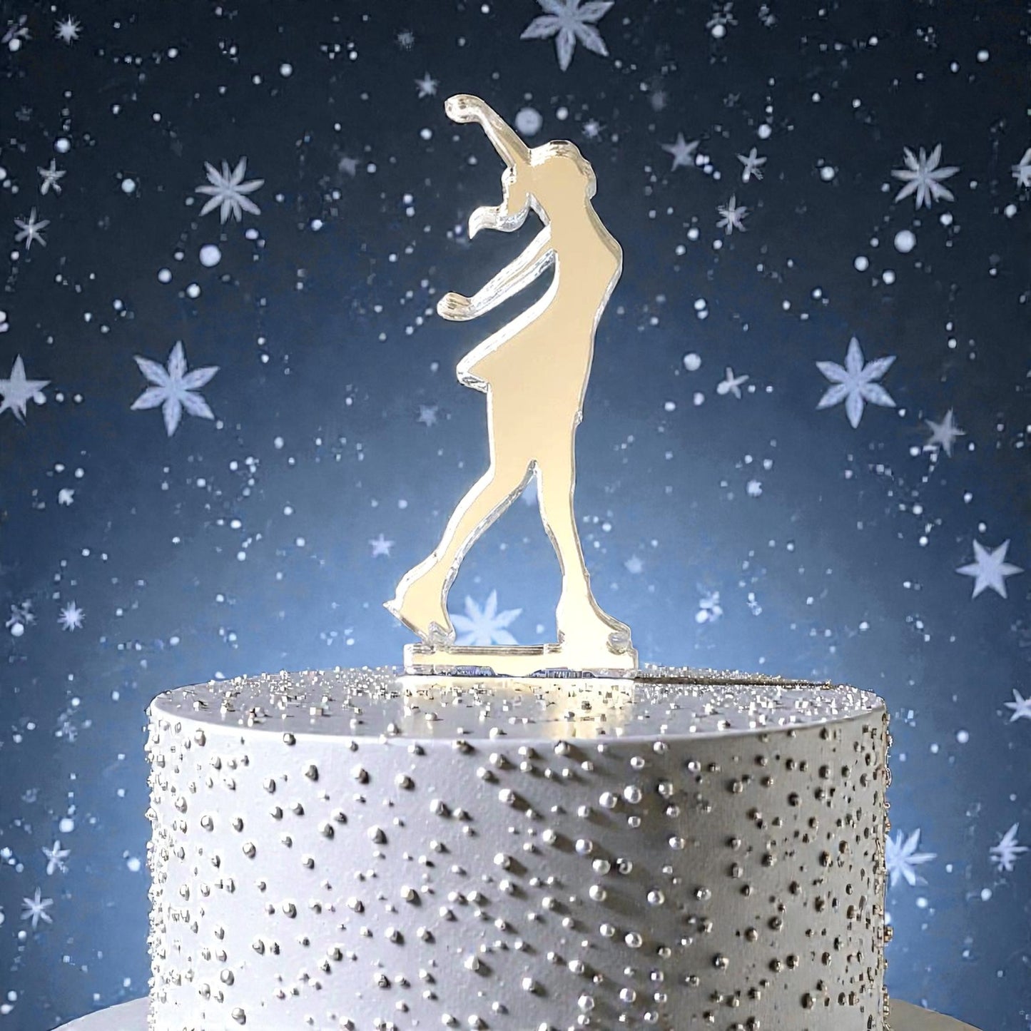 Custom Ice Skater Acrylic Cake Toppers, Bespoke Design, Various Colors & Sizes