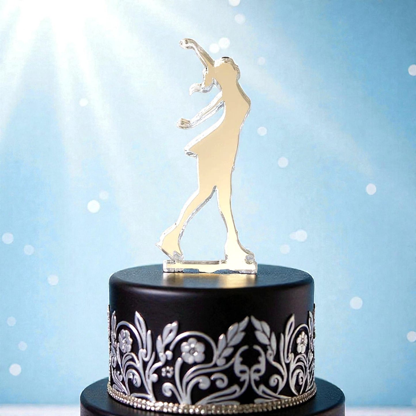 Custom Ice Skater Acrylic Cake Toppers, Bespoke Design, Various Colors & Sizes