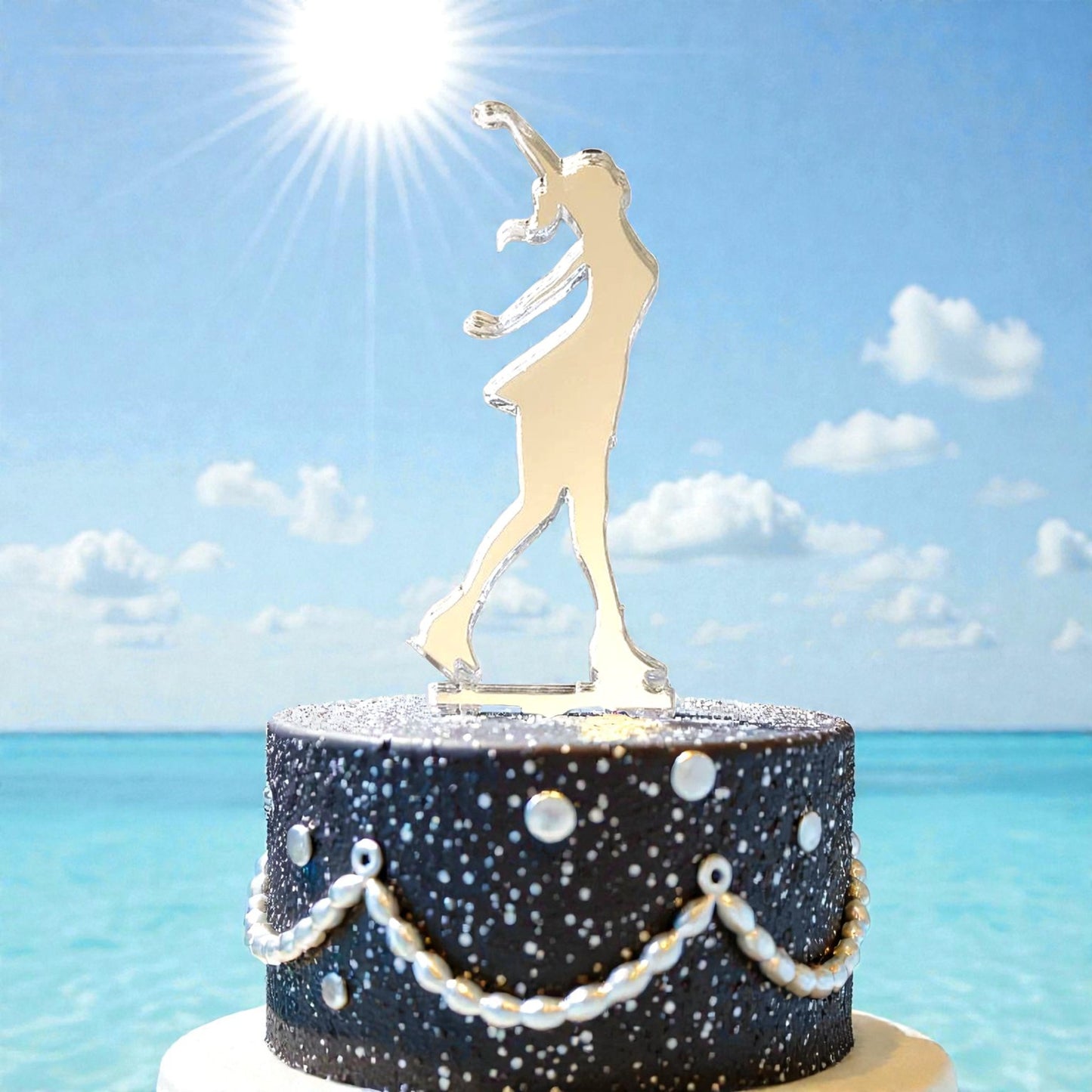 Custom Ice Skater Acrylic Cake Toppers, Bespoke Design, Various Colors & Sizes