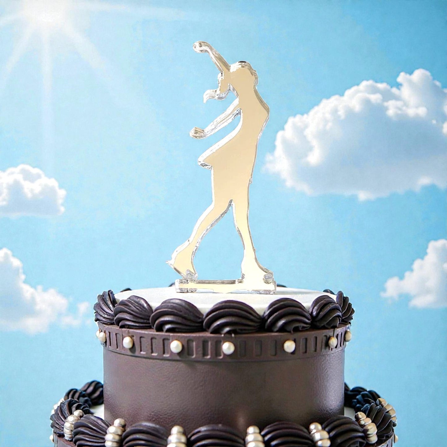 Custom Ice Skater Acrylic Cake Toppers, Bespoke Design, Various Colors & Sizes