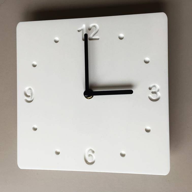 White Acrylic Square Wall Clock: Silent Sweep, Bespoke Colors