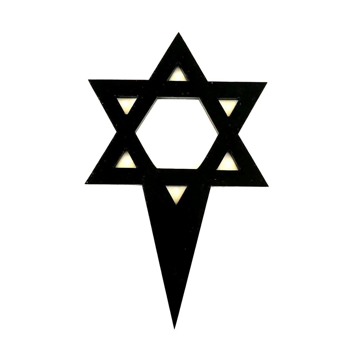 Black Star of David cake topper made of recycled acrylic, featuring a sharp, minimalist pointed base.