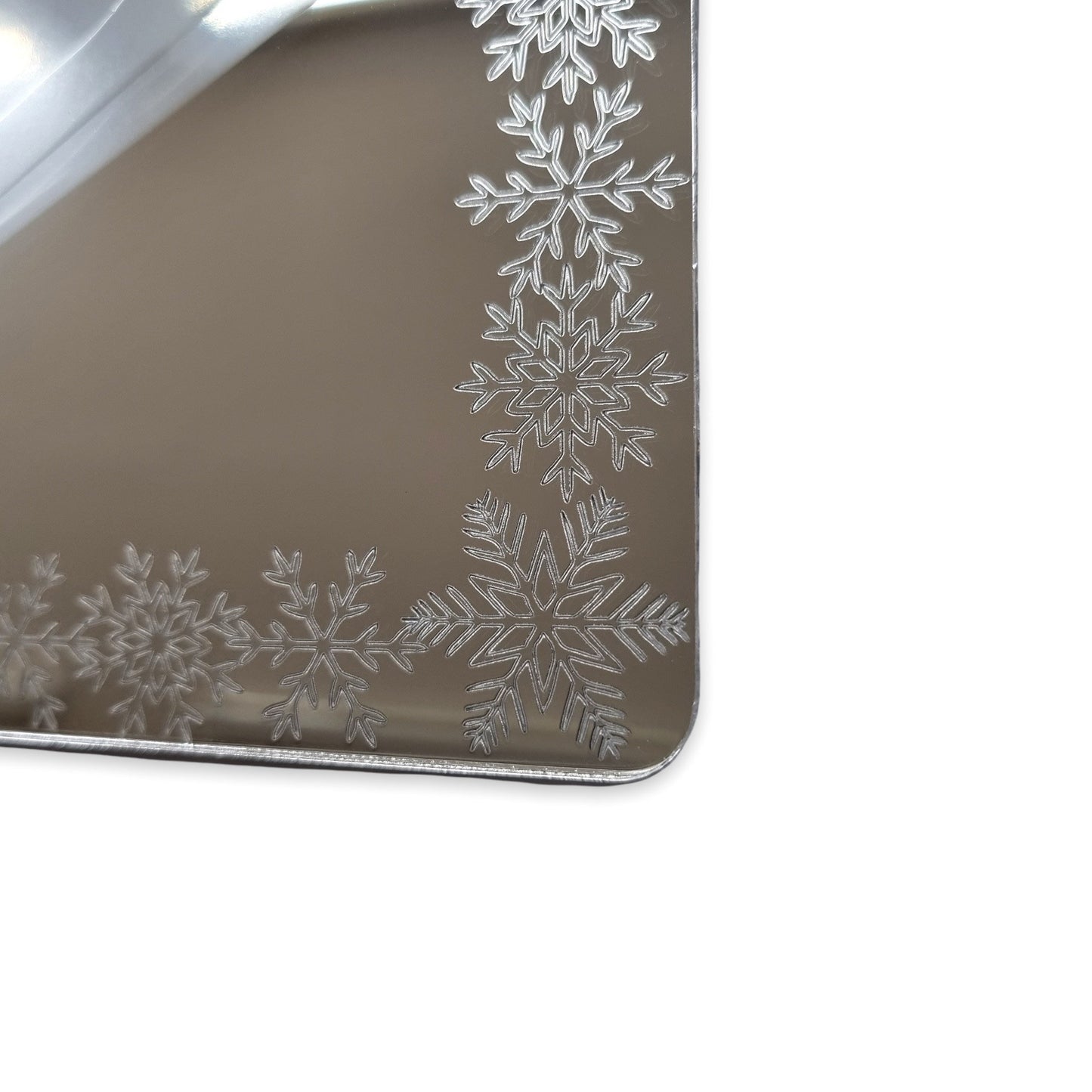 Snowflake Engraved Silver Mirror Christmas Table Runner / Table Decoration, Custom Colours, Sizes, Shapes