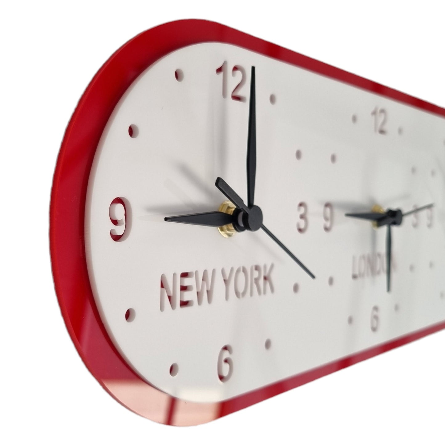 Custom Oval Four Time Zone Clock: Personalized Colors & Sizes