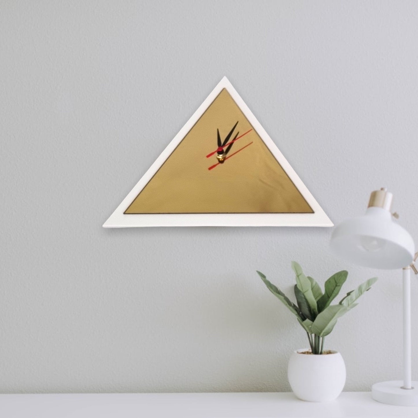 Triangle Shaped Clocks - Two Colour Clock, Many colou choices and Bespoke Shapes & Sizes Made
