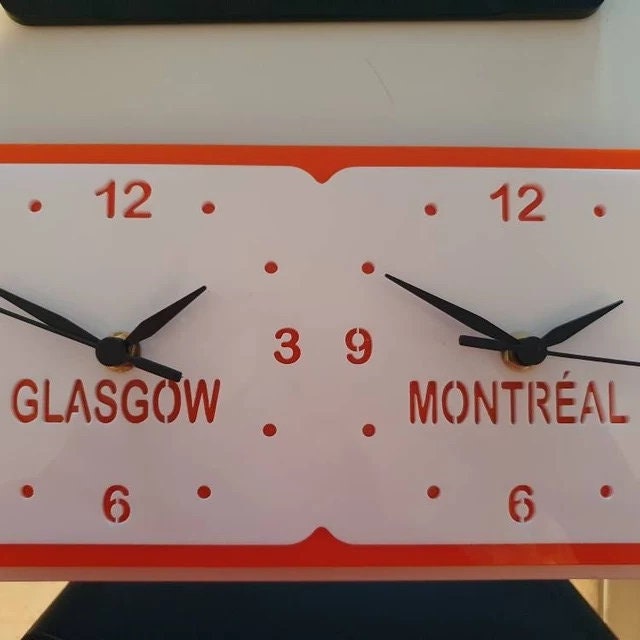 Custom Two Time Zone Clock: Bespoke Acrylic Desk or Wall Clock