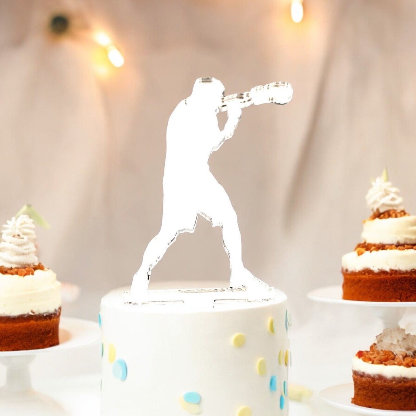 Boxer Cake Toppers Silhouette, Engraving Available