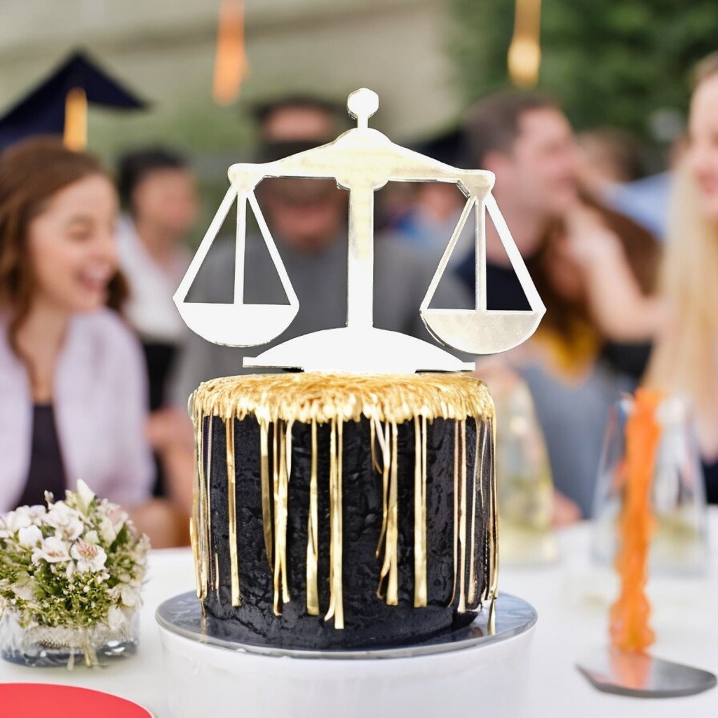 Scales of Justice Law Graduation Shaped Cake Toppers & Emblems - Sizes, Colours and Woods