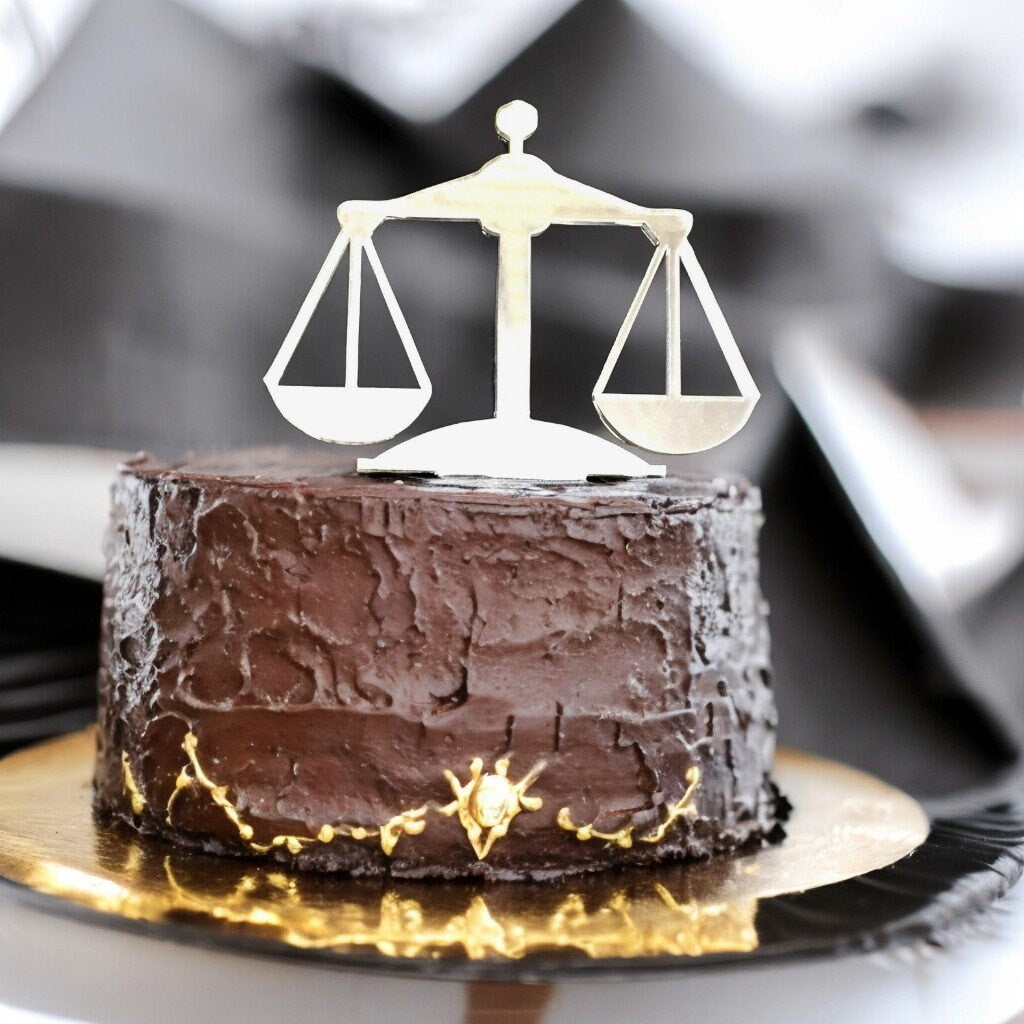 Scales of Justice Law Graduation Shaped Cake Toppers & Emblems - Sizes, Colours and Woods