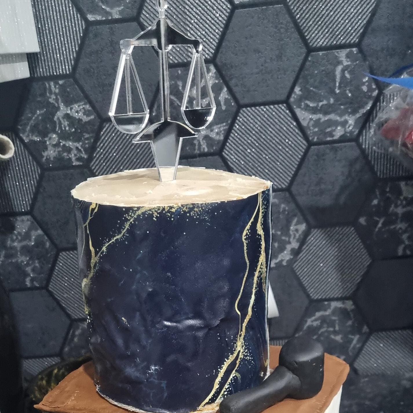 Scales of Justice Law Graduation Shaped Cake Toppers & Emblems - Sizes, Colours and Woods