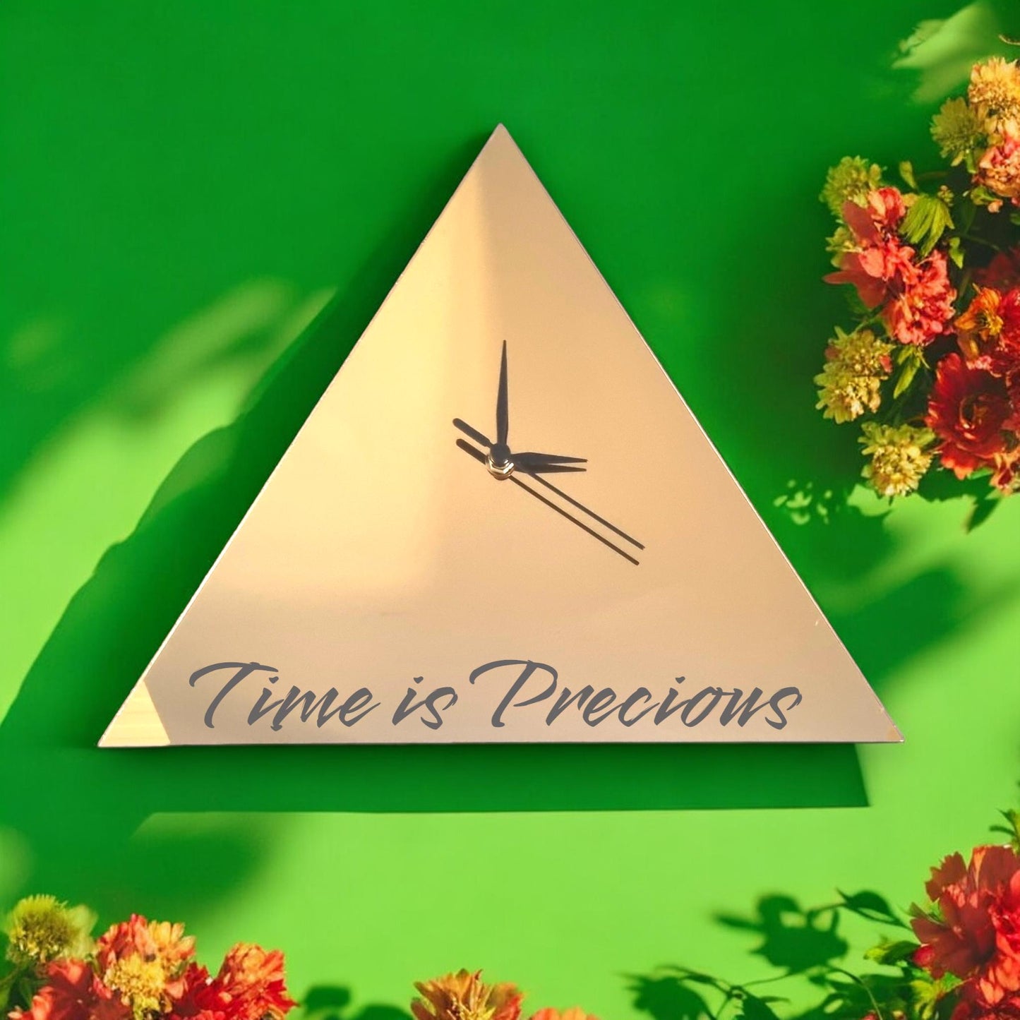 Triangle Shaped Clocks - Two Colour Clock, Many colou choices and Bespoke Shapes & Sizes Made