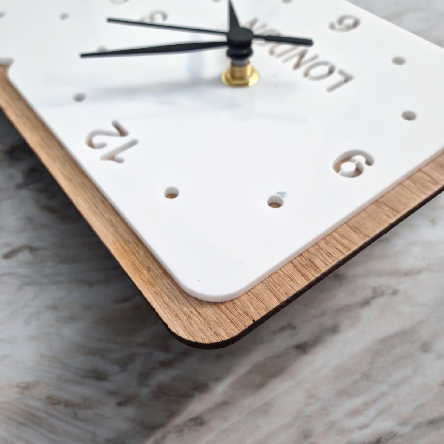 Customizable Time Zone Clock: Acrylic with Wood Frame