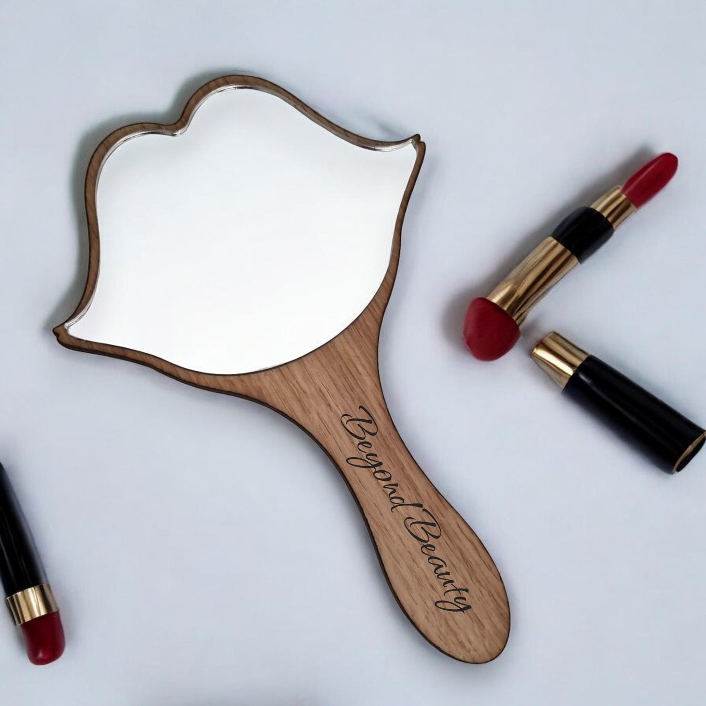 Lips Shaped Hand Mirror - Custom Engraved Acrylic Vanity Mirror
