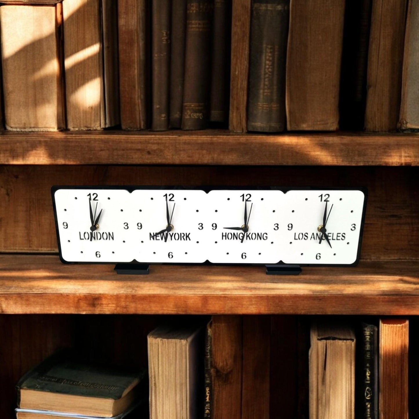Custom Four Time Zone Clock: Family, Friends, or Place Names