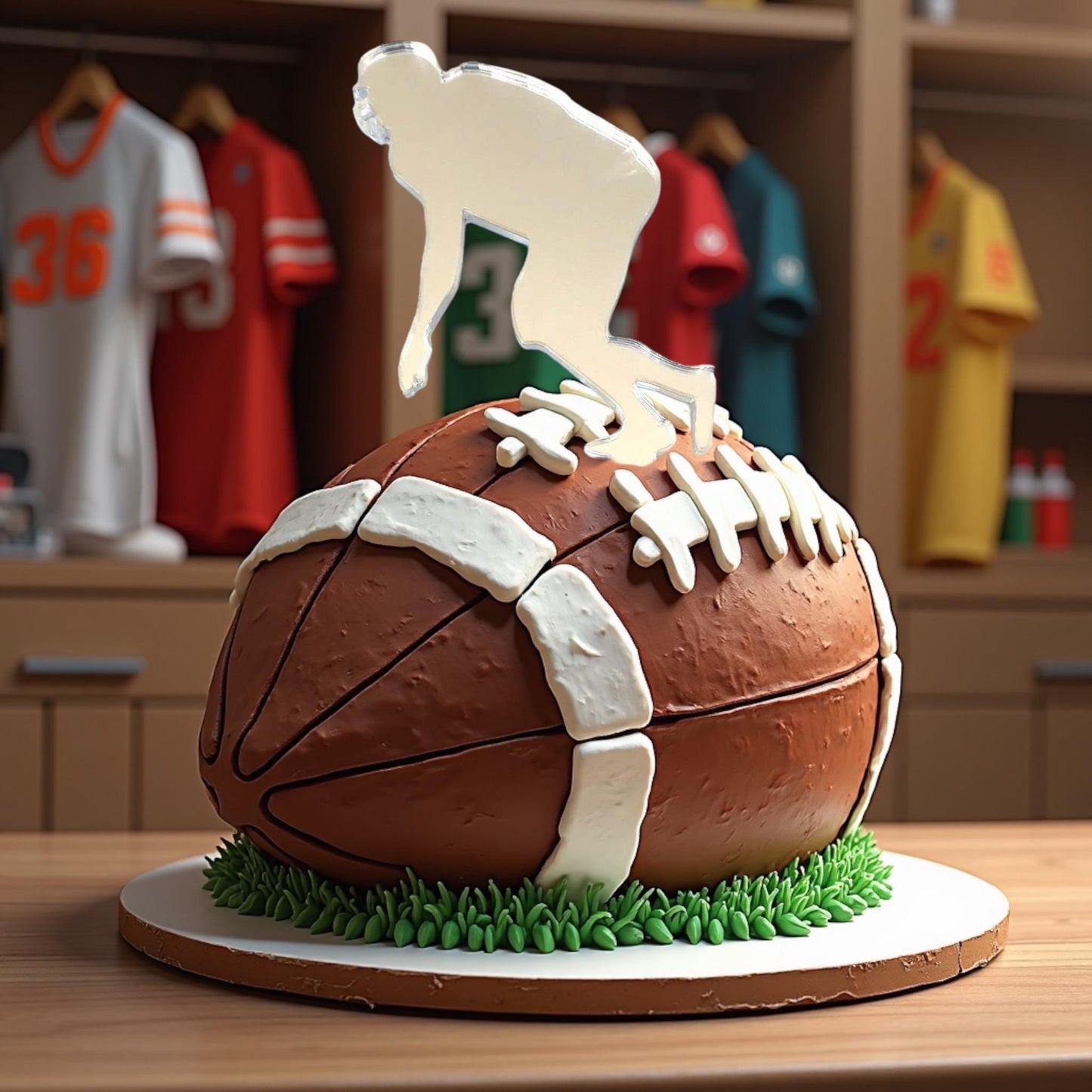 American Footballer Shaped Cake Toppers - Custom Colours , Any Bespoke Style Made, Crafting emblems