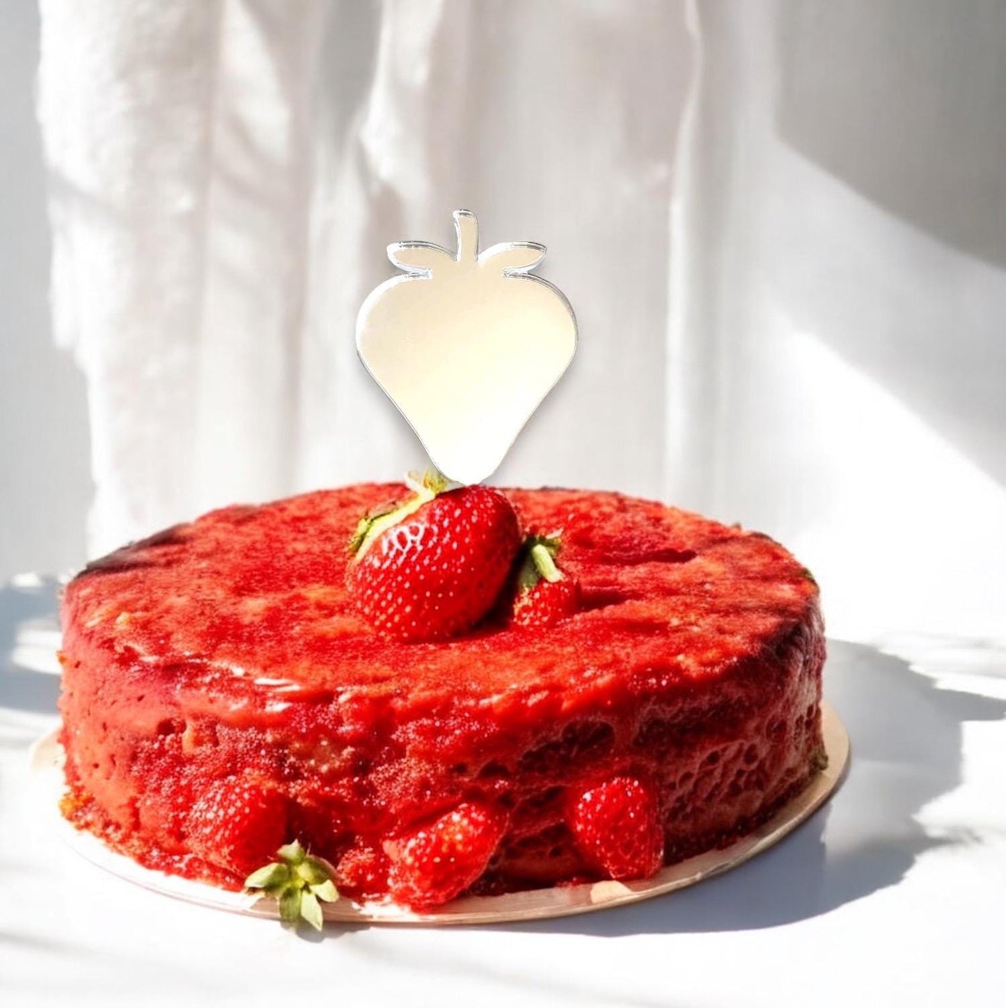 Strawberry Cake Topper - Recycled Acrylic, Custom Colors