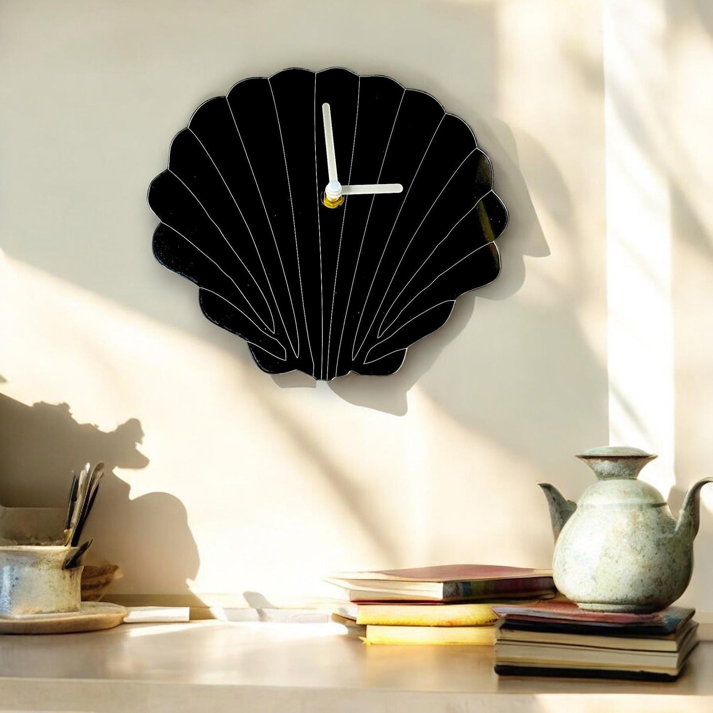 Etched Shell Shaped Clocks - Custom Colours & Woods, Sizes and Personalised Engraving Option