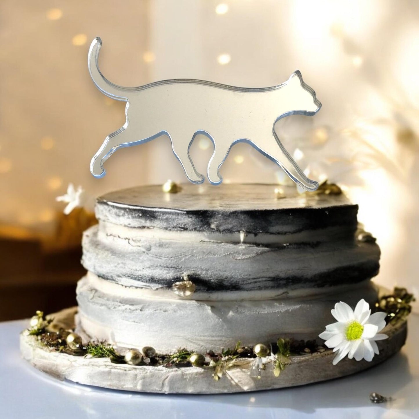 Walking Cat Cake Toppers Recycled Acrylic, Bespoke Engraving