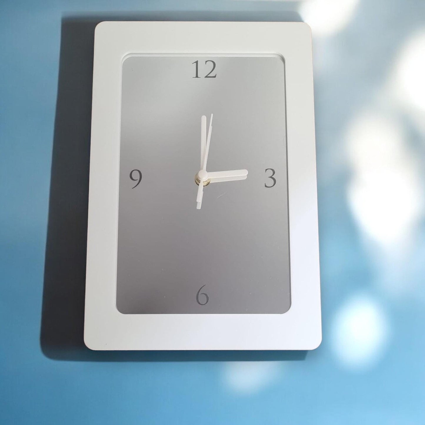 Custom Colour Frame Mirrored Rectangular Clocks - Silent Sweep Movement. Bespoke sizes & engravings