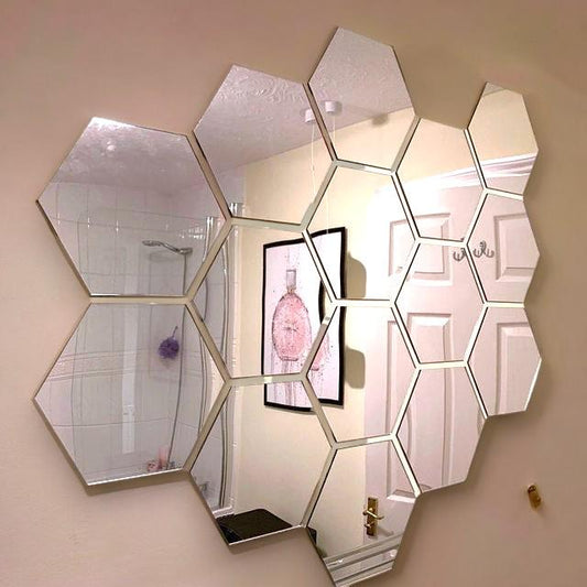 Hexagon Acrylic Mirror Tiles, Custom Colors, Pack of 10