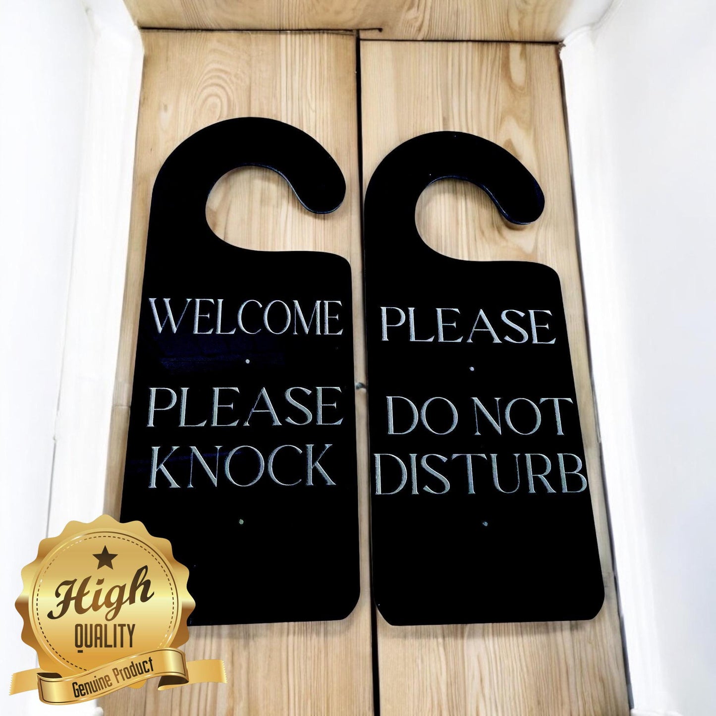 Customisable Door Hanging Signs: Engraved Double-Sided Decor
