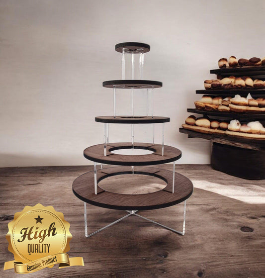 Custom Acrylic & Wood Display Stand: 5, 10, or 15 Tier