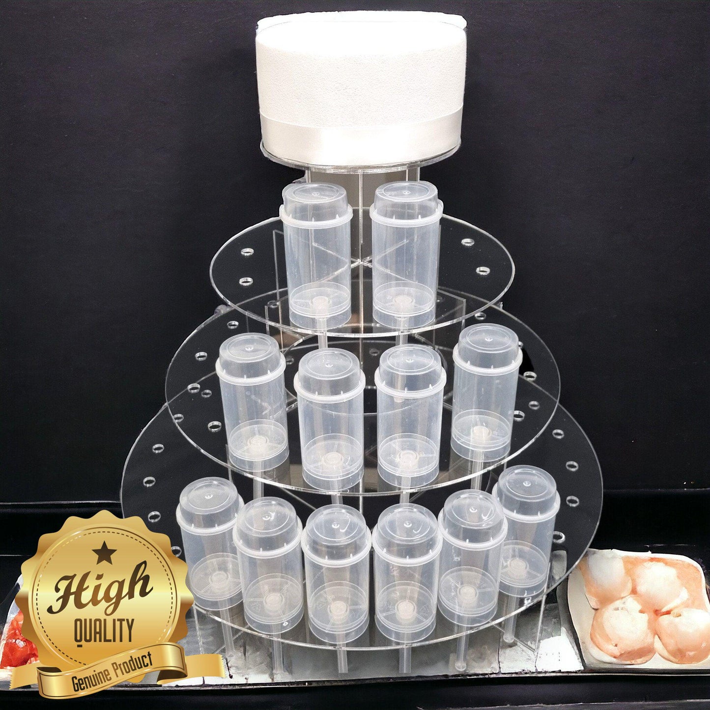 Four Tier Acrylic Cake & Push Pop Stand: Custom Party Display