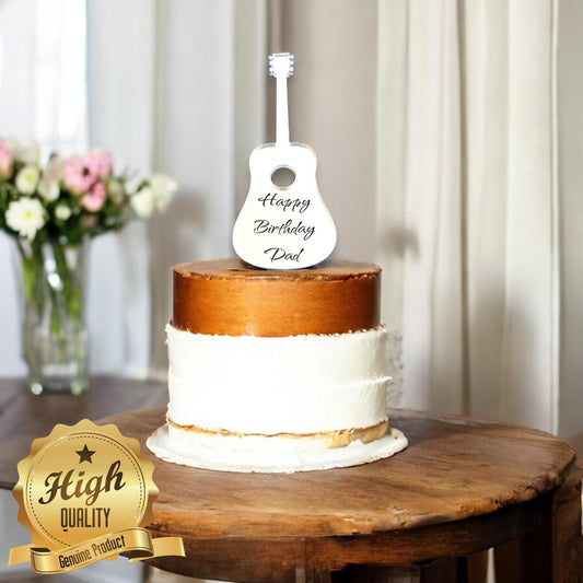 Acoustic Guitar Shaped Cake Toppers - Custom Colours, Sizes, Engravings