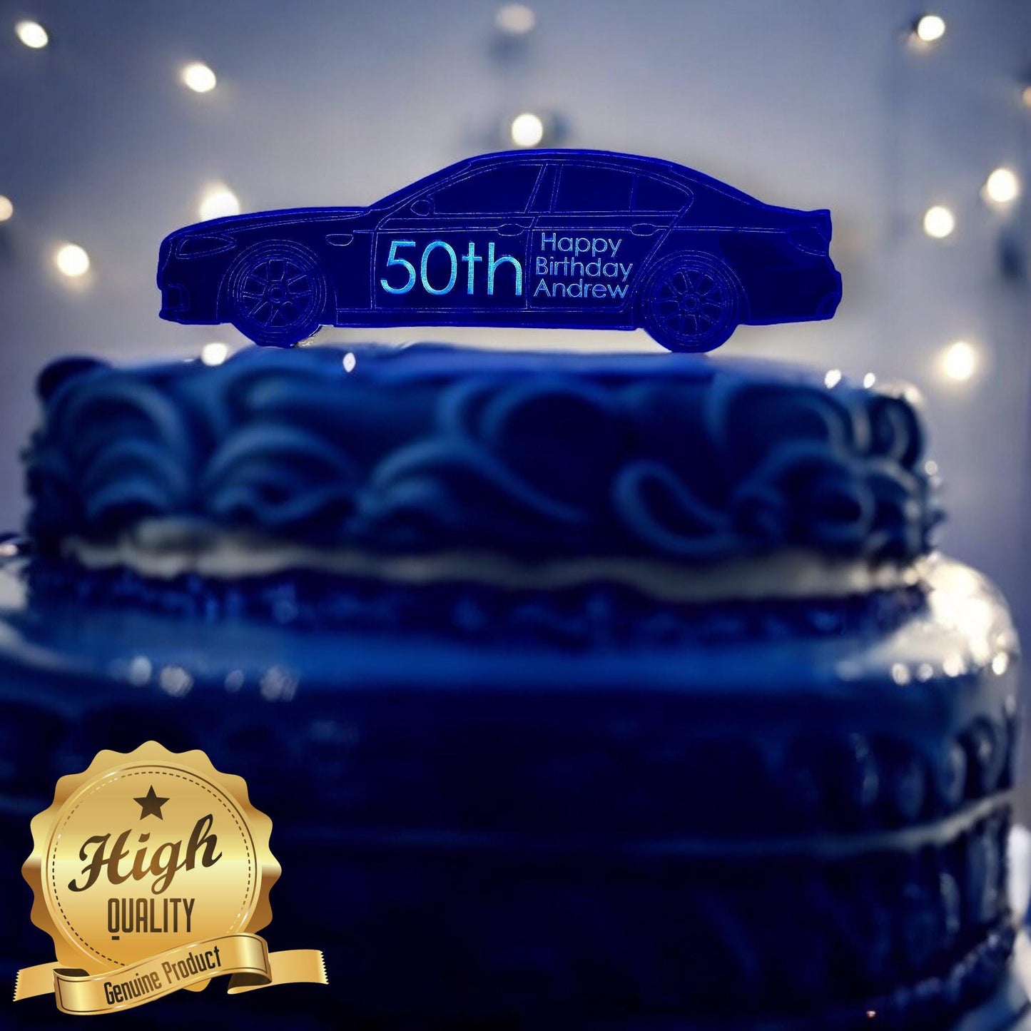 Any Style Saloon Car Shaped Cake Toppers / Emblems - Colours, Sizes, Shapes & Engraving Services