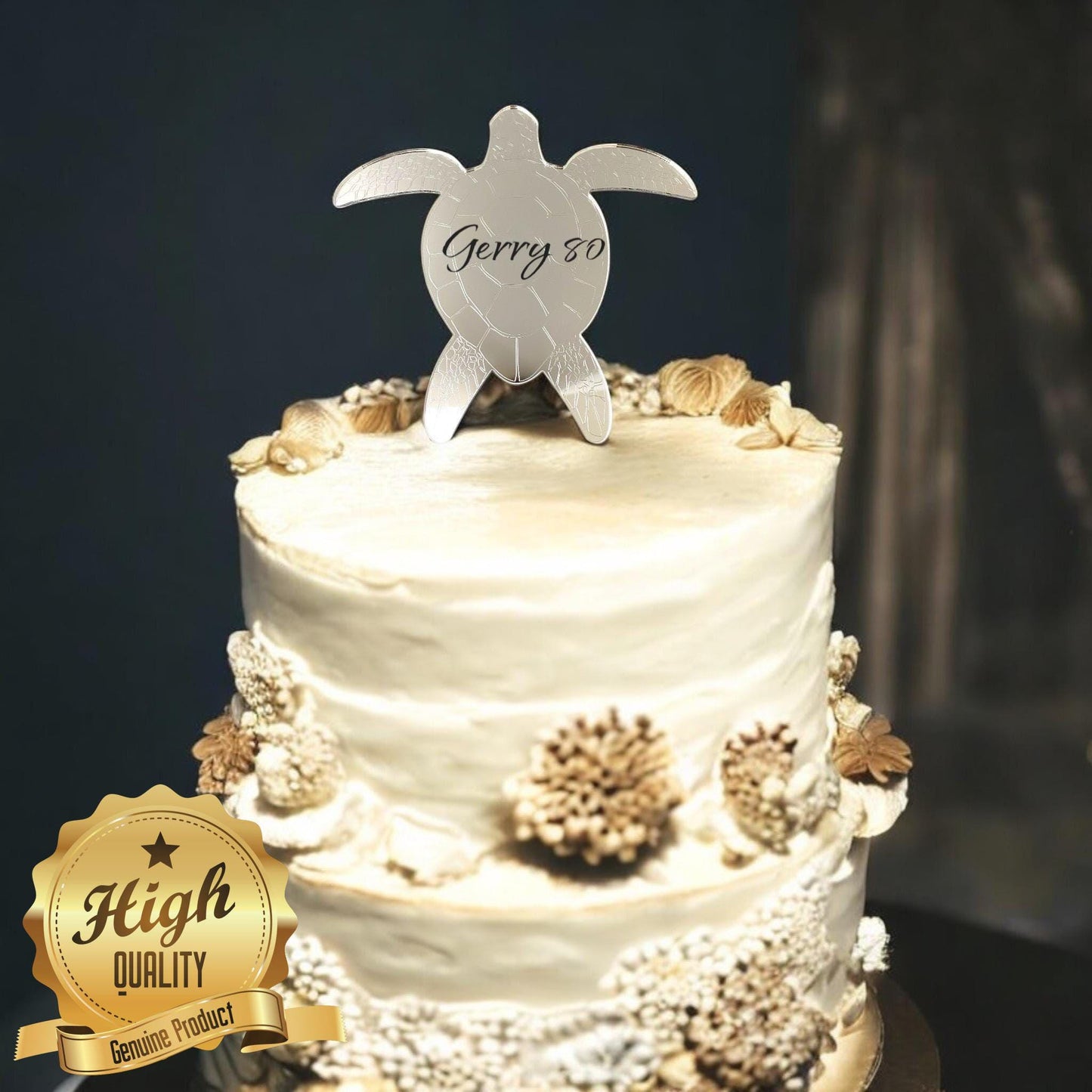 Turtle Shaped Cake Toppers / Emblems - Colours, Sizes, Shapes & Engraving Services