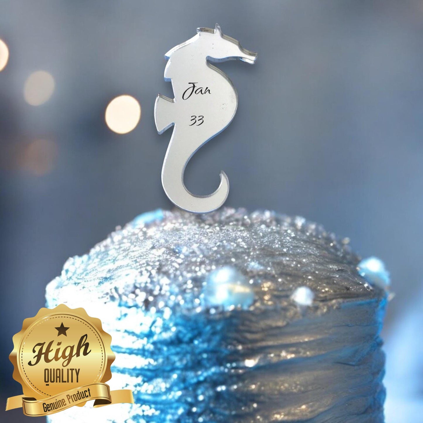Seahorse Cake Topper – Cupcake Decoration, Bespoke Design