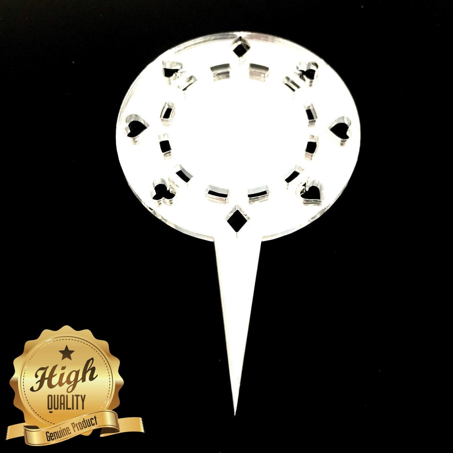 Laser Cut Poker Chip Cake Topper – Recycled Acrylic, Custom Colors