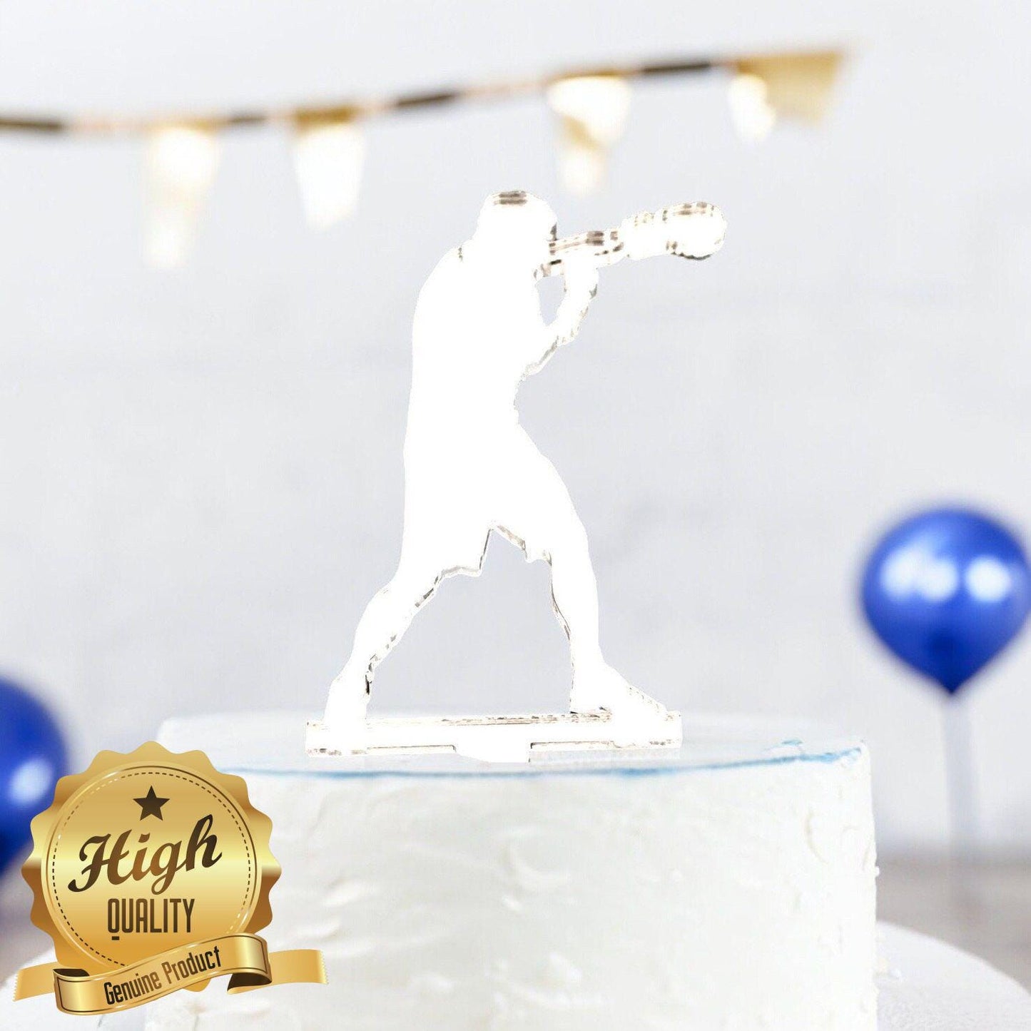 Boxer Cake Toppers Silhouette, Engraving Available