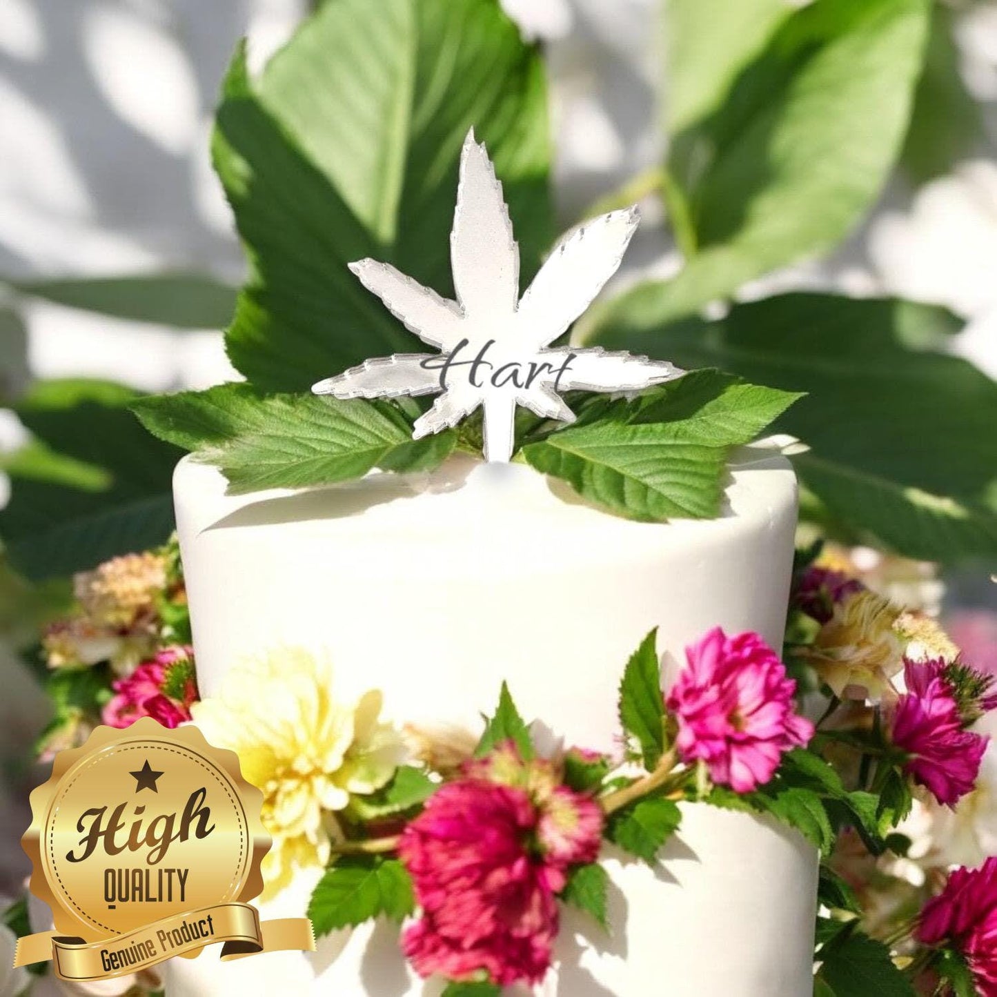 Hemp Leaf Cake Toppers: Custom Colors & Sizes