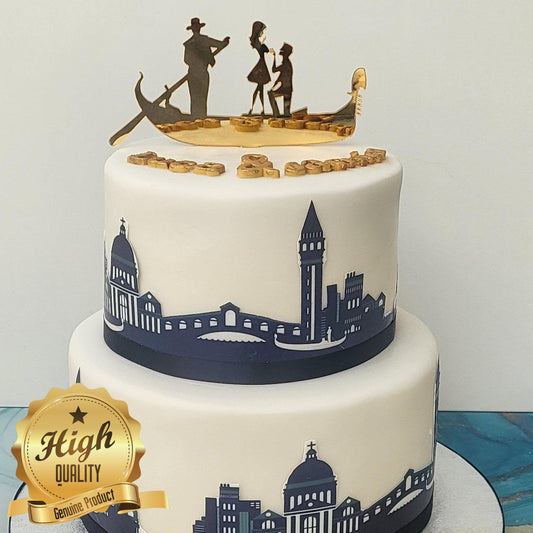 Gondola Engagement/Wedding Shaped Cake Toppers - Colour Options Available