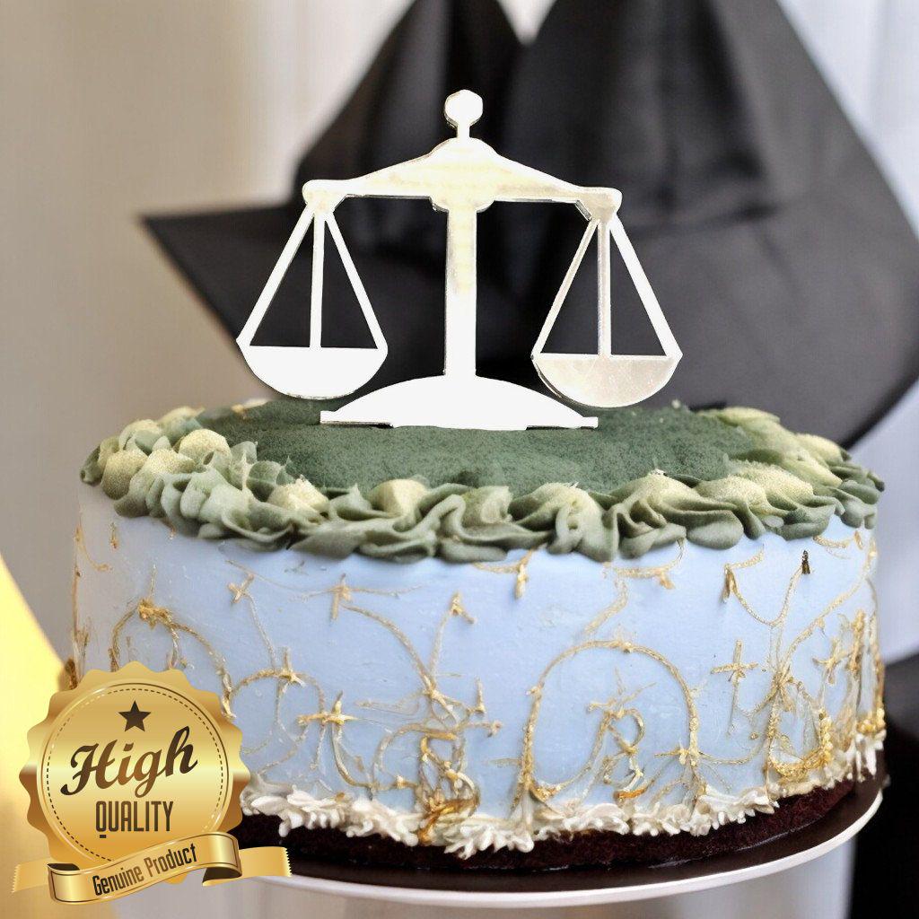 Scales of Justice Law Graduation Shaped Cake Toppers & Emblems - Sizes, Colours and Woods