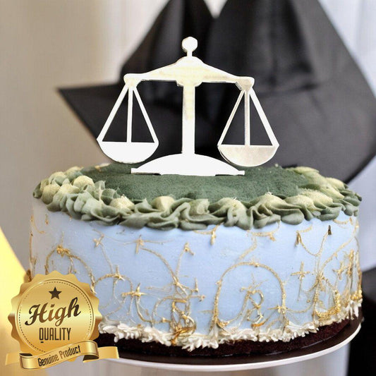 Scales of Justice Law Graduation Shaped Cake Toppers & Emblems - Sizes, Colours and Woods