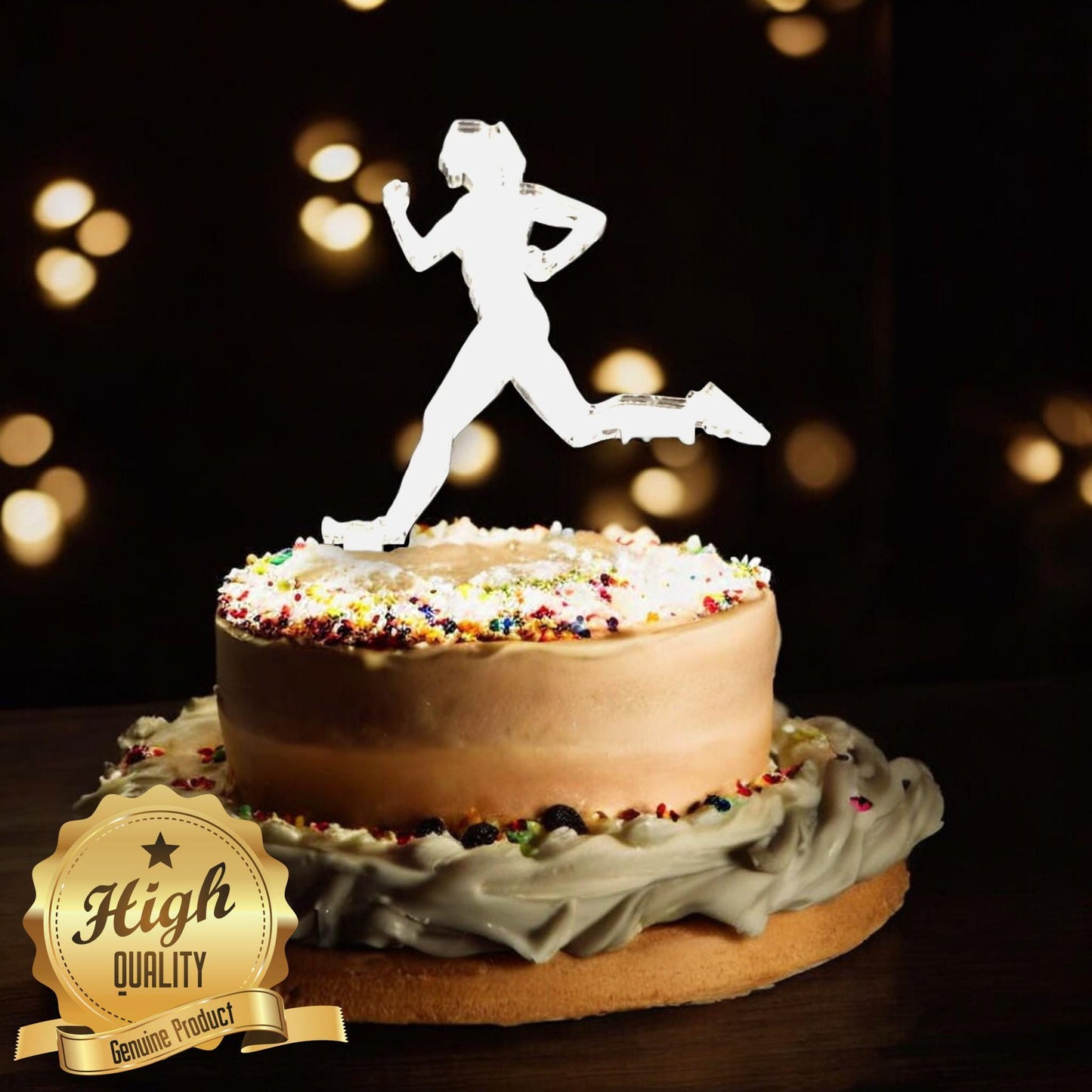 Marathon Lady Runner Cake Toppers - Custom Colours, Sizes, Engravings & Emblems
