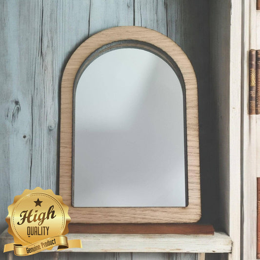 Arched Wooden Framed Mirror: Oak, Walnut, or Cherry Veneer