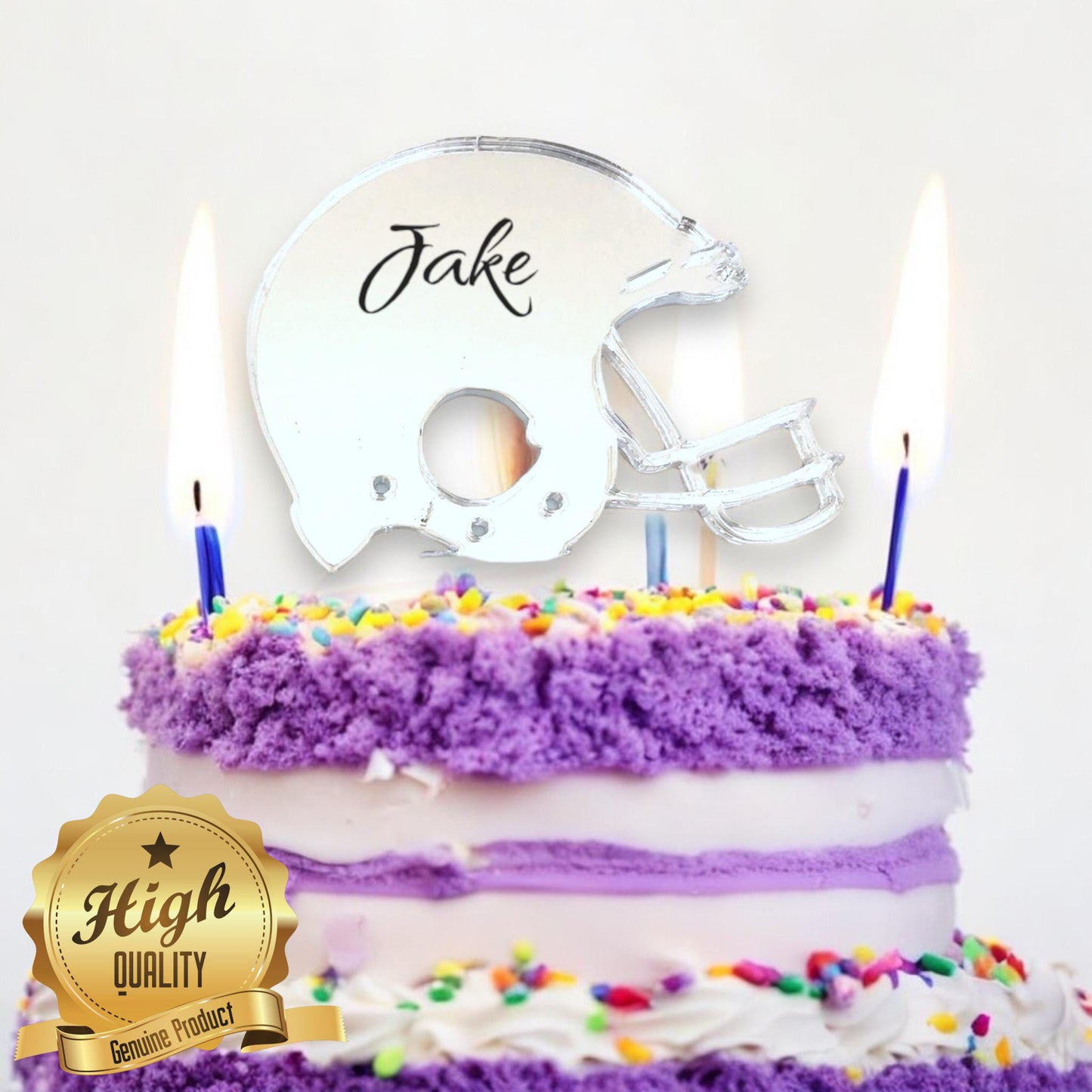 Football Helmet Cake Toppers Recycled Acrylic, Bespoke Colors