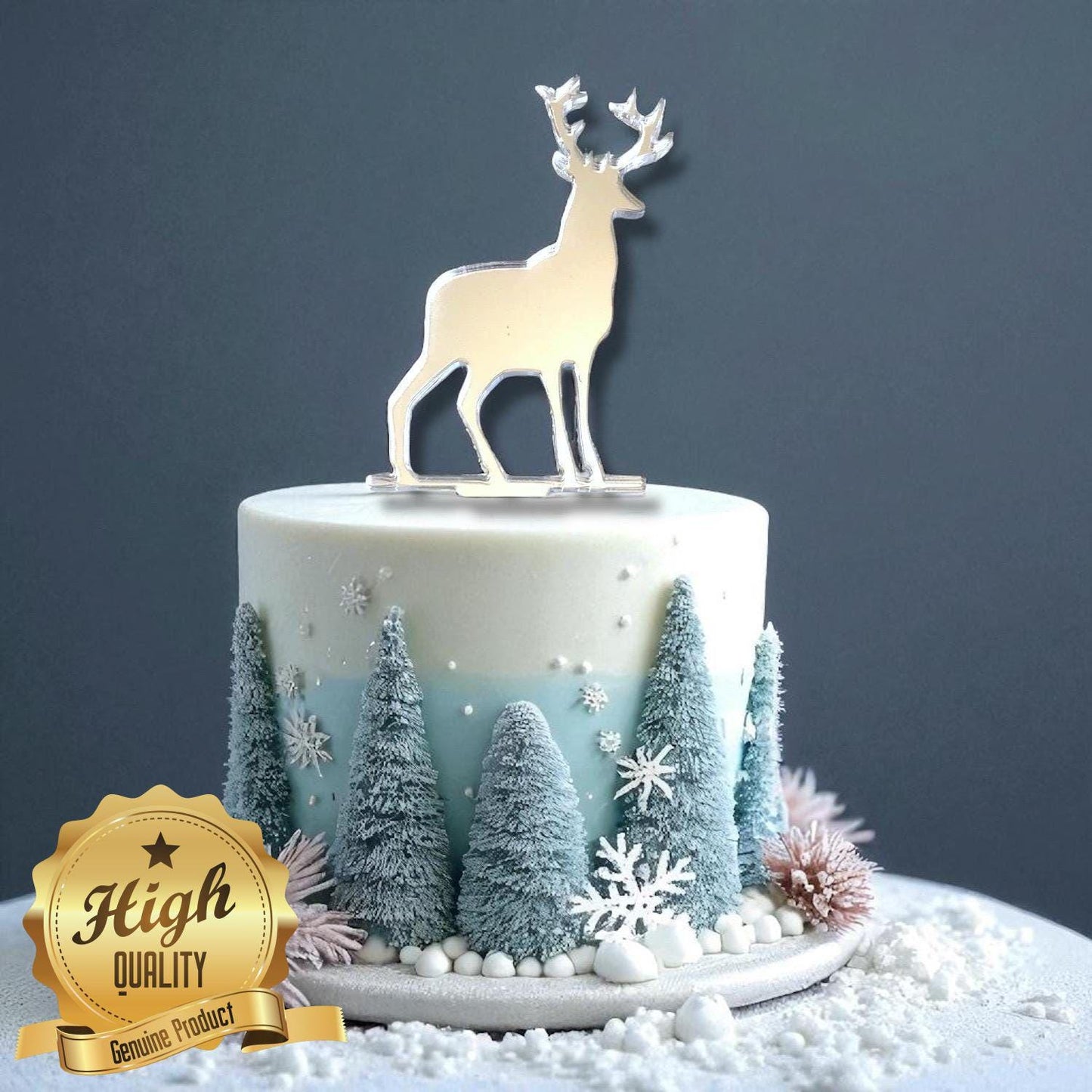 Bespoke Reindeer Cake Topper in Custom Colors and Sizes for Eco-Friendly Celebrations