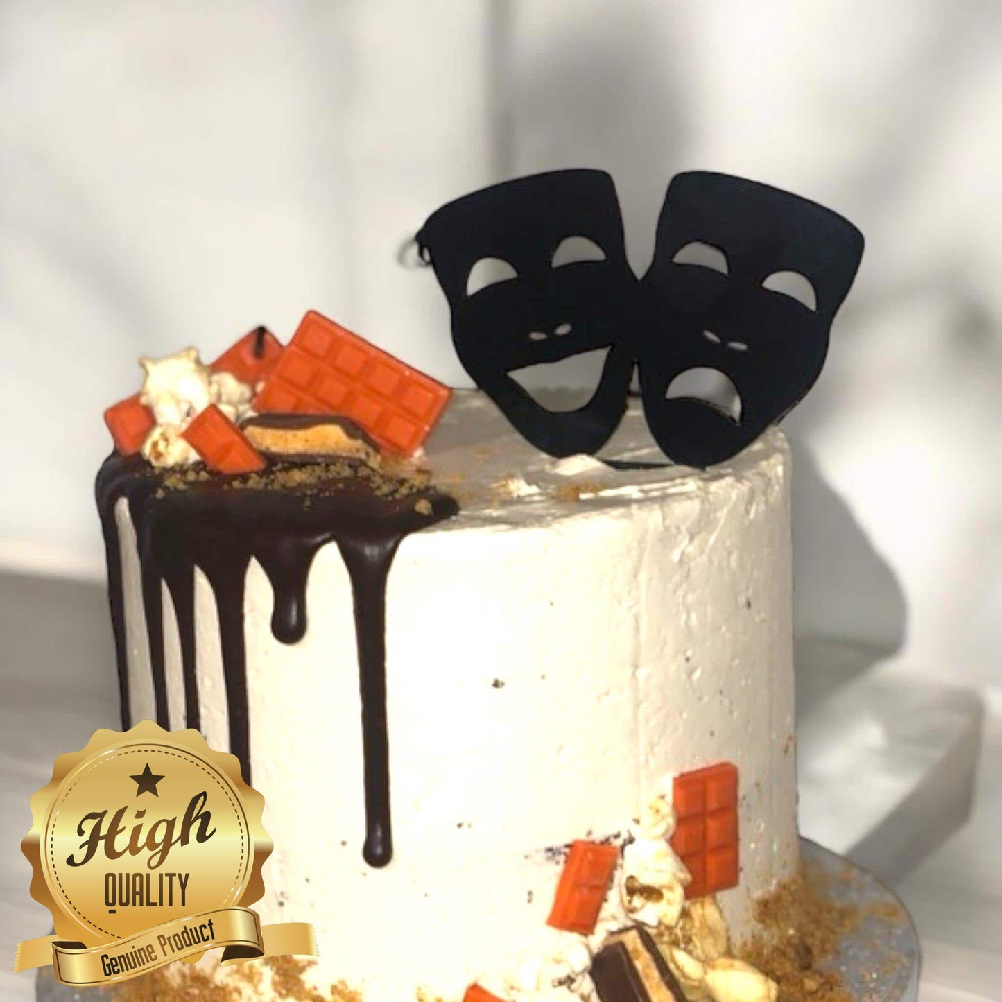 Comedy Tragedy Masks Shaped Cake Toppers