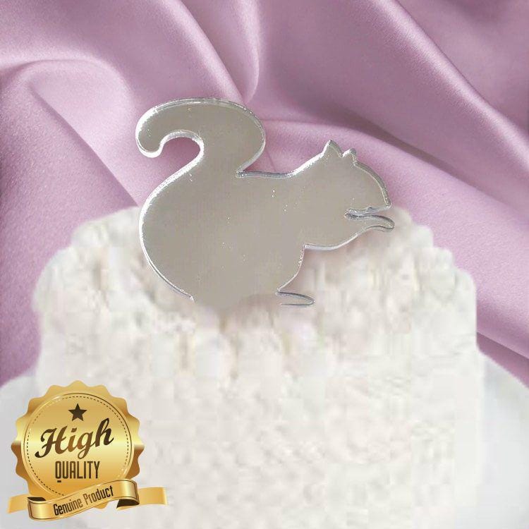 Laser Cut Squirrel Cake Topper – Eco-Friendly Acrylic, Reusable