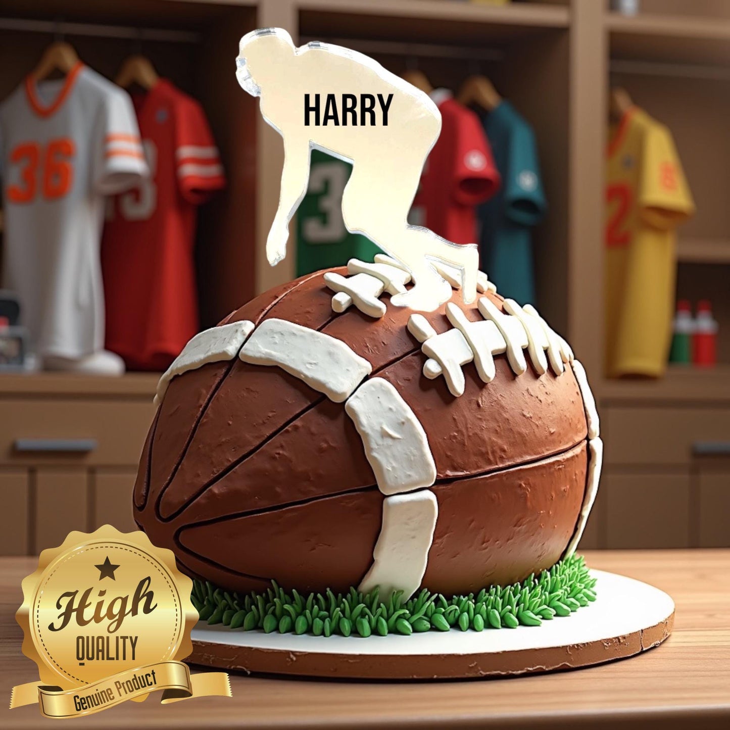 American Footballer Shaped Cake Toppers - Custom Colours , Any Bespoke Style Made, Crafting emblems