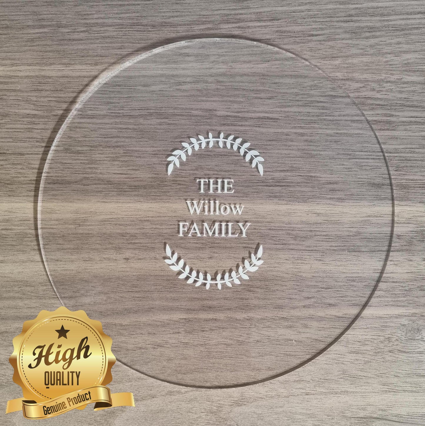 Engraved Clear Acrylic Worktop Savers, Round Table Protector, Custom Size