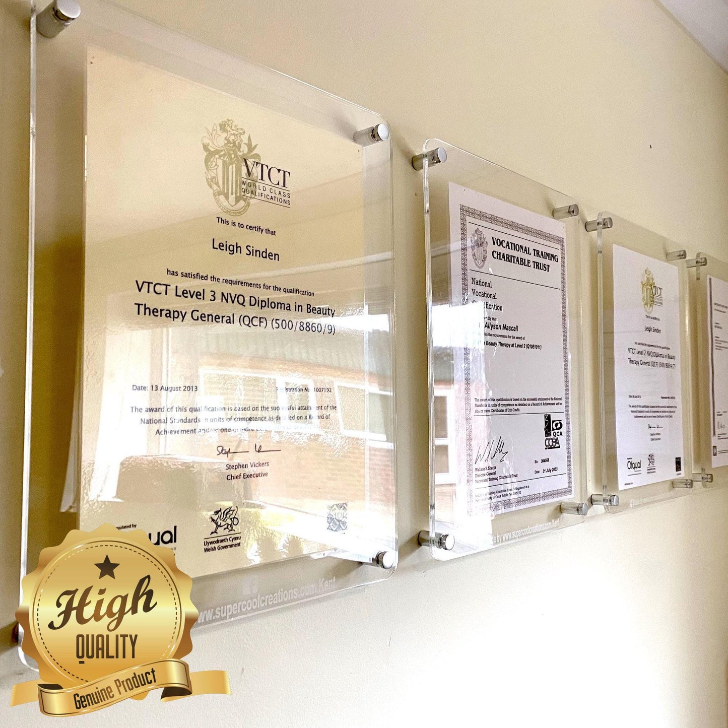 Custom Acrylic Wall Frame – Wood Finish, Personalized Engraving, Made in UK