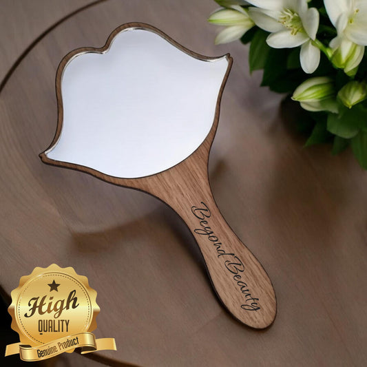 Lips Shaped Hand Mirror - Custom Engraved Acrylic Vanity Mirror
