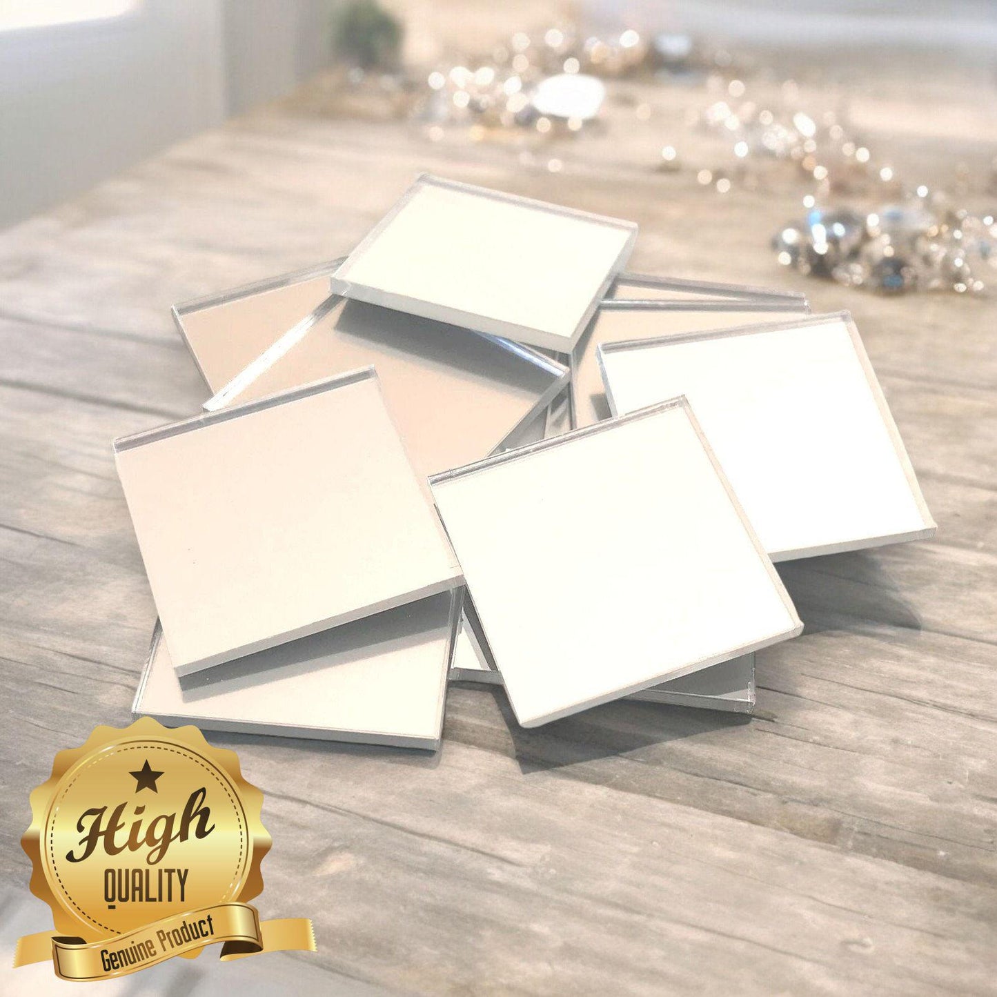 Square Mirror Tiles, Custom Sizes, Colours & Woods